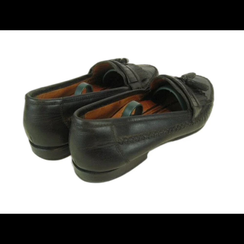 Mens Forte Moda (Brazil) Black Leather Tassle Kiltie Slip On Loafers sz 11D